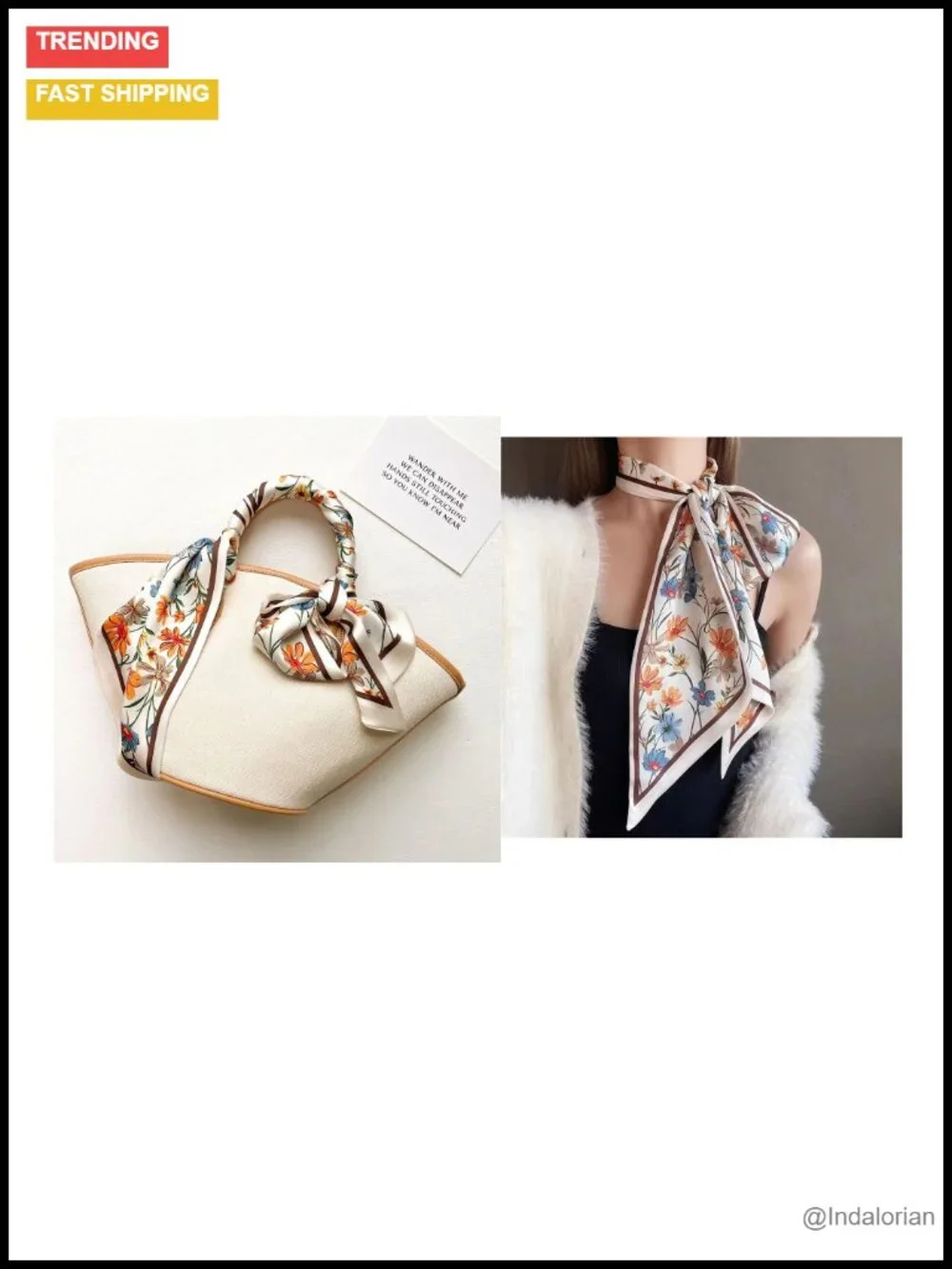 Silk Feeling Satin Hair Scarf Square Long Scarves for Women